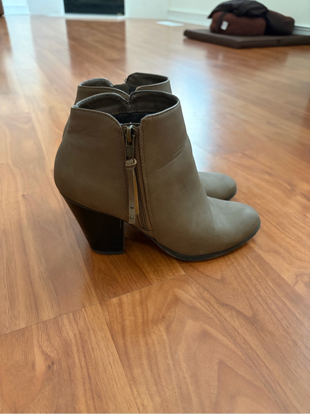 Women’s Taupe Ankle Booties with Block Heel